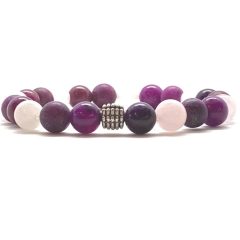 Magenta achátok és rózsakvarc ragyogás karkötő