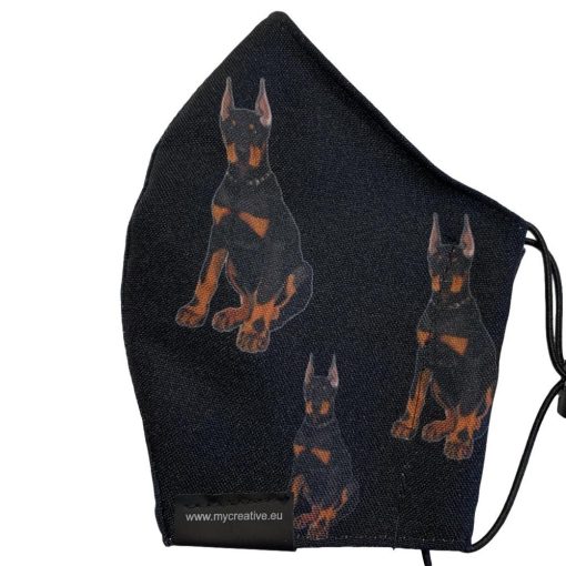 doberman mintás nyakba akasztható kutyás szájmaszk