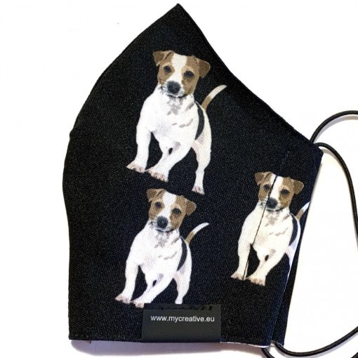 jack russel mintás nyakba akasztható kutyás szájmaszk