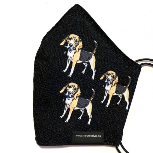 beagle mintás nyakba akasztható kutyás szájmaszk