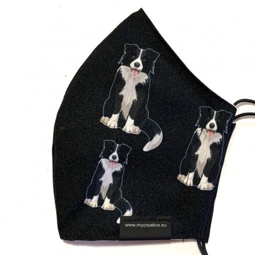 border collie mintás nyakba akasztható kutyás szájmaszk