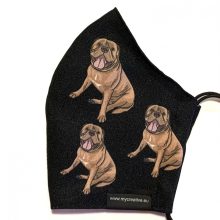 bordói dog mintás nyakba akasztható kutyás szájmaszk