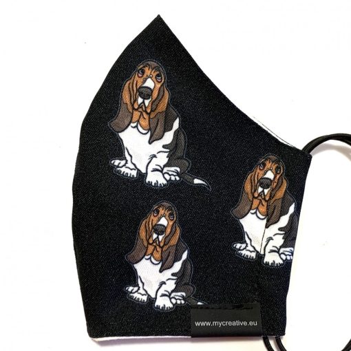basset hound mintás nyakba akasztható kutyás szájmaszk