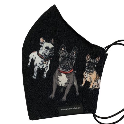 francia bulldog mintás nyakba akasztható kutyás szájmaszk