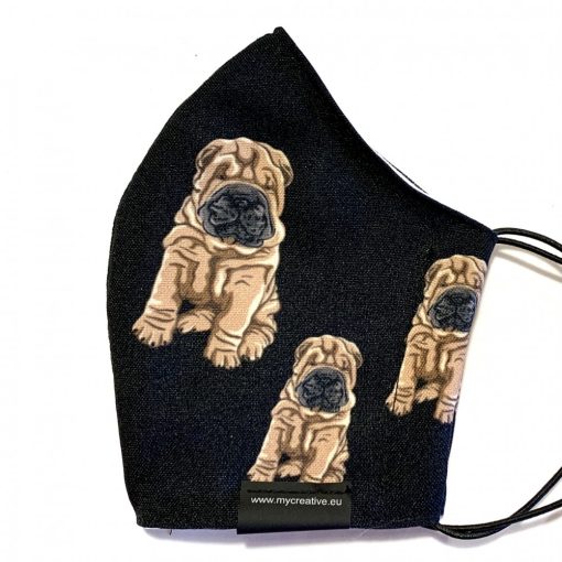 shar pei mintás nyakba akasztható kutyás szájmaszk