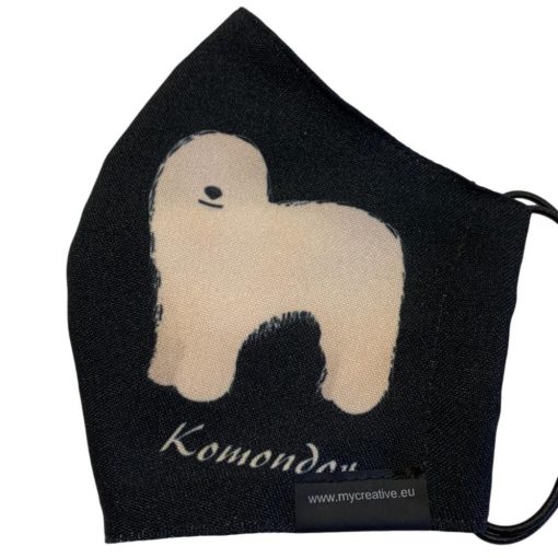 Komondor mintás nyakba akasztható kutyás szájmaszk