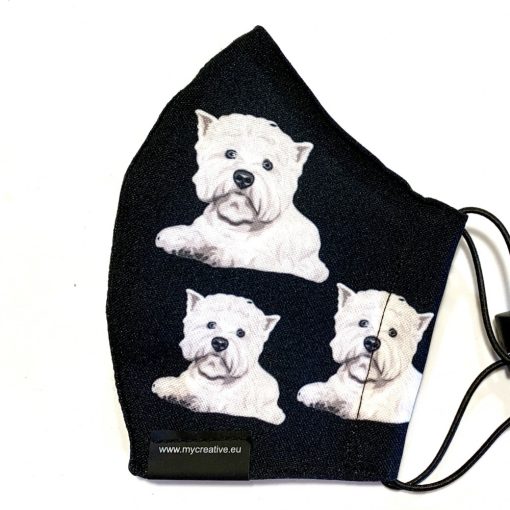 Westie mintás nyakba akasztható kutyás szájmaszk