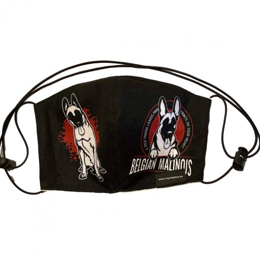 Malinois-Belga Juhász mintás nyakba akasztható kutyás szájmaszk