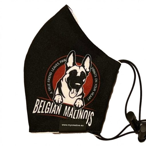 Malinois-Belga Juhász mintás nyakba akasztható kutyás szájmaszk
